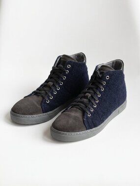 Russell Park Wool Hi-Top Sneaker Navy Grey US 8.5 Gently Used